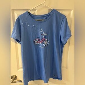 Life is‎ Good Blue T-Shirt with Red Bicycle Design